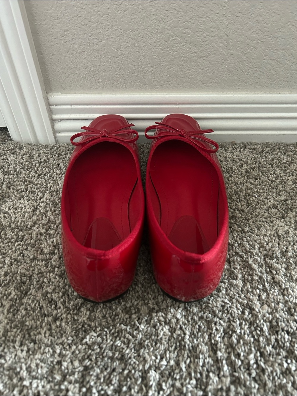 Cider Red Patent Ballet Flats with Bow - Picture 4 of 5